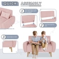 thumbnail image 5 of Walsunny 49" Loveseat Sofa Couch, 2-Seat Fabric Upholstered Sofa with 2 Removable Pillows, Modern Loveseat Couch, Wood Leg, Pink, 5 of 7