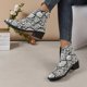 thumbnail image 4 of NECHOLOGY Botas Mujer Zapatos Botines de mujer Otoño puntiagudos Color bloqueado leopardo estampado V moda botas de mujer de tamaño tacón cremallera trasera estampado botas (Grey, 7.5), 4 of 7