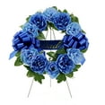 thumbnail image 5 of Mainstays 17in Outdoor Artificial Peony Wreath, Blue Color. Polyester., 5 of 8