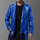 thumbnail image 4 of Puntoco Chaqueta De Cuero Con Cuello Para Hombre, Chaqueta Informal Holgada De Color Sólido Con Capucha Y Mangas Largas, 4 of 5
