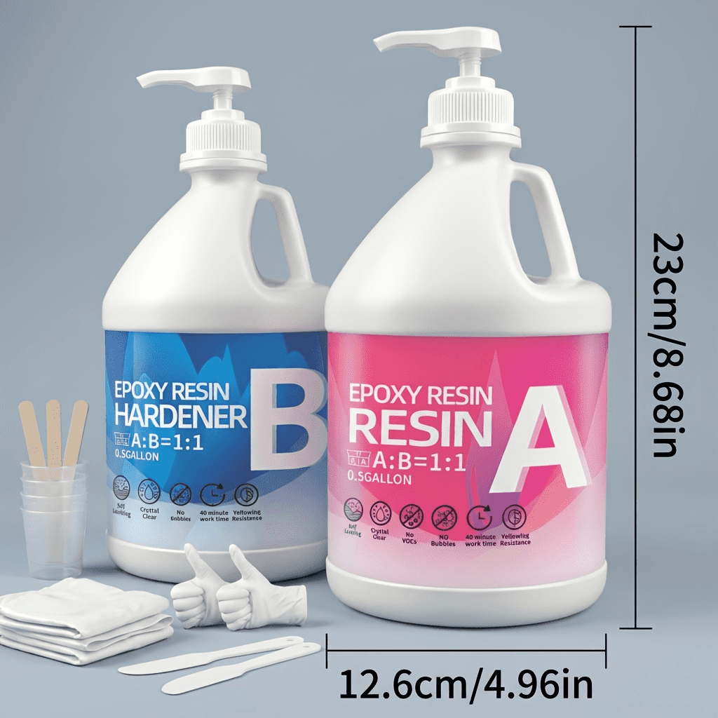 Fast-Curing Epoxy Resin Kit - 0.5 Gal Resin & 0.5 Gal Hardener With Tools, No Bubbles, Non-Yellowing, Self-Leveling, Low Odor, 2-Part Epoxy For Coating, Casting, DIY Resin Crafts, Table Tops & Art Pr