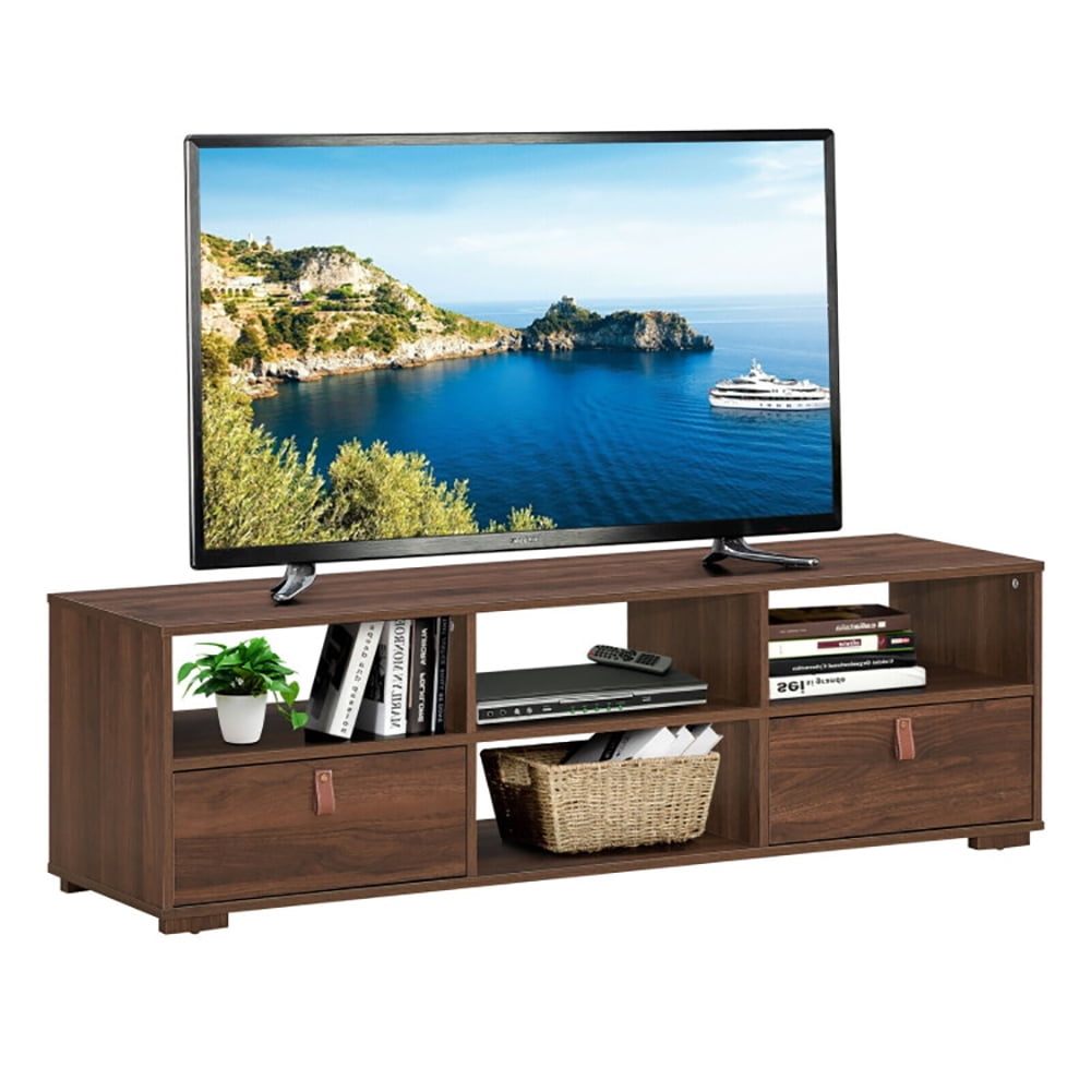 Finihen TV Stand, TV Cabinet, TV Stand Entertainment Media Center Console for TV's up to 60 Inch with Drawers, Media Entertainment Center with Storage, for Living Room, Bedroom, Walnut