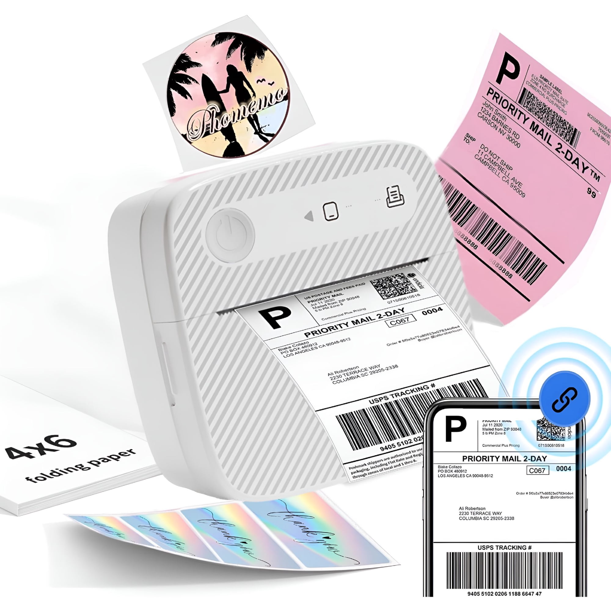 GJX 2026 New Label Printer,Bluetooth Shipping Label Printer,4X6 Thermal Printer for Shipping Packages,Label Printer for Small Business