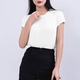 thumbnail image 3 of Hrsba Crew Neck Thin Stretch Tops for Women Short Sleeve Solid Color Casual Loungewear Layering Tees Summer Soft Breathable Lightweight Shirt, 3 of 5