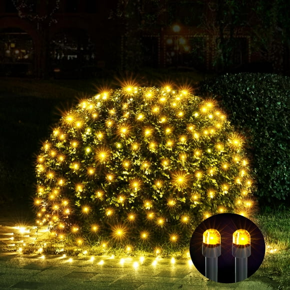 Luces navideñas WBao 200 LED F8 de 2 m x 1,6 m, color blanco cálido