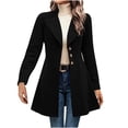 thumbnail image 2 of FRSASU Women’s fashionable and comfortable Trench Coat Slim single-breasted Notch Lapel Coat Thick A Line Jacket Black, 2 of 9