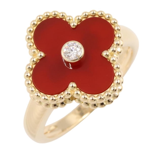 Pre-Owned Van Cleef & Arpels Vintage Alhambra 1PD Ring - 18K (Yellow Gold) Diamond Carnelian...