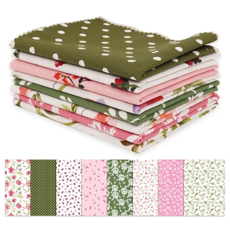 Soimoi 8 Pc Fat Quarter Bundle-FloralsPrint 18"x 22"DIY Patchwork-100% CottonPre-Cut Quilting Fabric Pink-Green-White