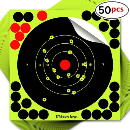 CCOCC 50 Pcs Shooting Targets 8in Self-Adhesive Targets Targets for Shooting Range Precision Shooting Training Practice Shooting Accessories Style1