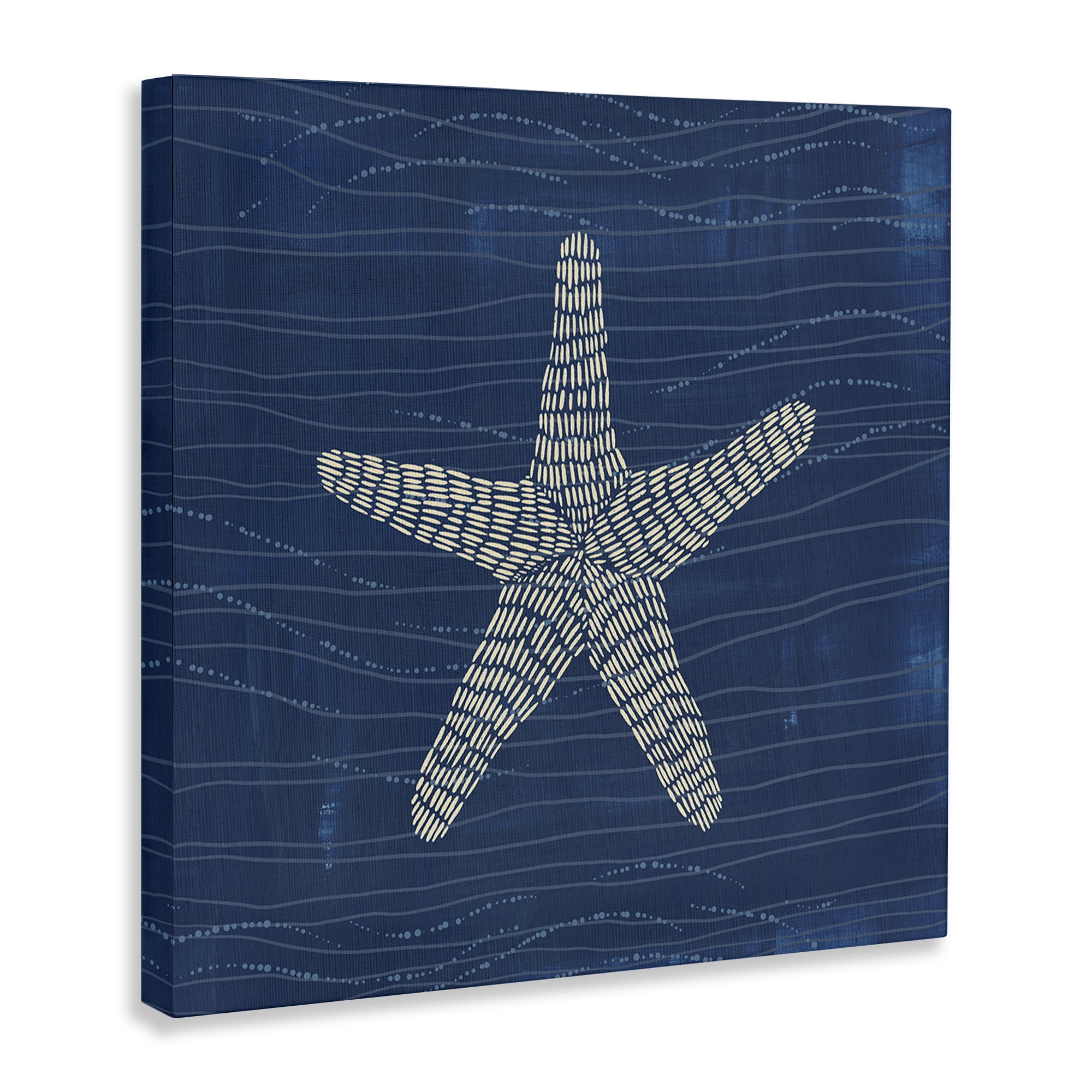 Stupell Industries Starfish on Blue Coastal Painting Gallery Wrapped Canvas Art Print Wall Art, 17 x 17