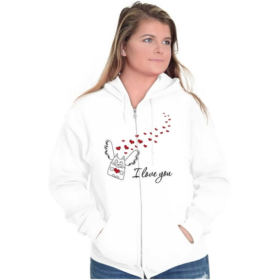 Crazy Cat Lady Cute Funny Kitty Angel Womens Plus Size Graphic Zipper Hoodie Brisco Brands 2X