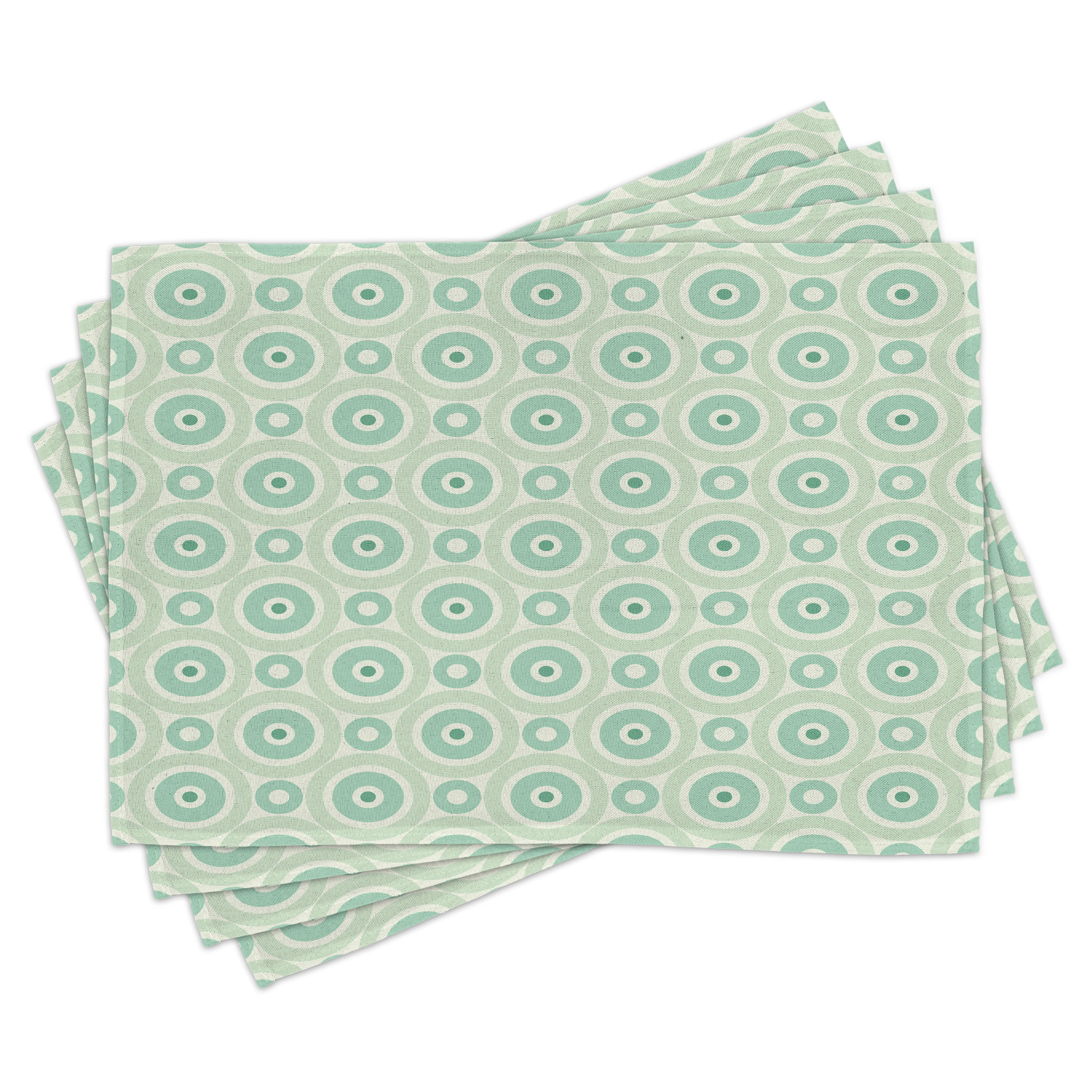 Mint Placemats Set of 4 Retro Disc Shaped Inner Circles with Nostalgic