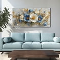 thumbnail image 6 of Blue White Gold Floral Canvas Wall Art, Luxury Abstract Flower Bouquet Painting, 40x20 Inches Modern Elegant Botanical Wall Decor for Living Room Bedroom Home, 6 of 9