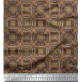thumbnail image 1 of Soimoi Brown Poly Georgette Fabric Mandala Geometric Printed Fabric 1 Yard 52 Inch Wide, 1 of 5