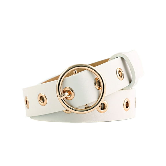 INSPIRE CHIC Women's Studded Grommet Circle Metal Buckle Leather Belt