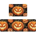 thumbnail image 2 of Horror Pumpkins Kitchen Floor Mats, Halloween Ghost Face Golden Cobweb 2 PCS Anti Fatigue Area Runner Rugs Set Black Non-Slip Bathroom Comfort Standing Mat Home Decor, 2 of 6