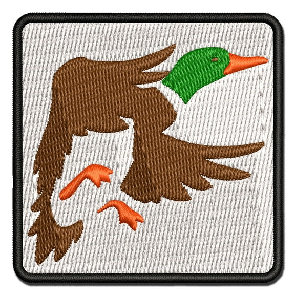 Flying Mallard Duck Applique Multi-Color Embroidered Iron-On Patch - 2.5 Inch Small
