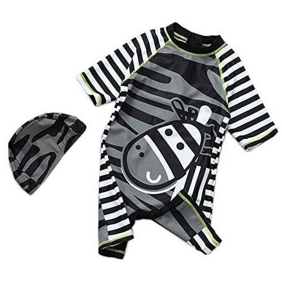 Styles I Love Baby Boy Kids Zebra Costume Swimsuit and Hat (12-18 Months) Gray