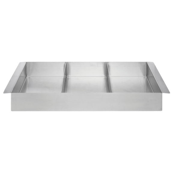 HUBERT® Food Pan with 2 Dividers Half Size Long Stainless Steel - 19"L x 11 1/2"W x 2 1/2"D