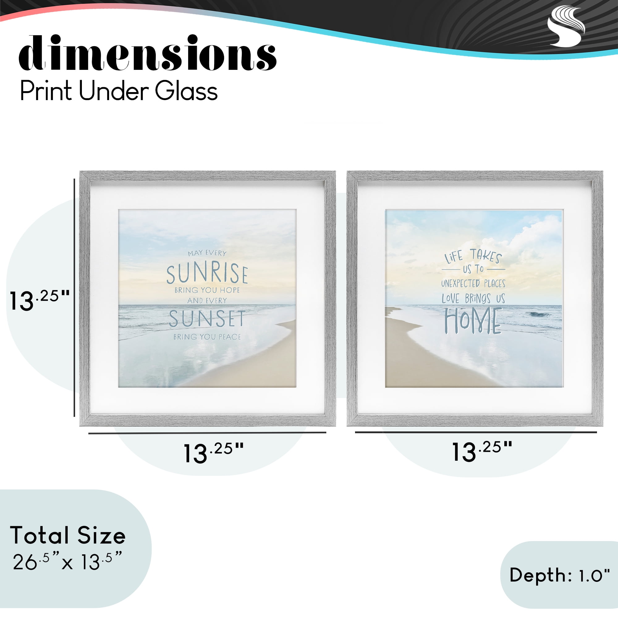 Stupell Industries Beautiful Beach Inspirations 2 Piece Gray Framed Print Under Glass Set, design by Natalie Carpentieri