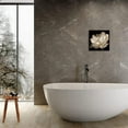 thumbnail image 2 of Bathroom Wall Decor Flower Canvas Wall Art Modern Wall Decor Black Background White Flower Theme Painting Picture Artwork Wood Framed Wall Art Easy to Hang Size 14X14in, 2 of 6