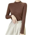 thumbnail image 2 of Buigttklop Womens Long Sleeve Shirts Turtleneck Ribbed Top Ruffles Mock Neck Basic Layering Tops, 2 of 5