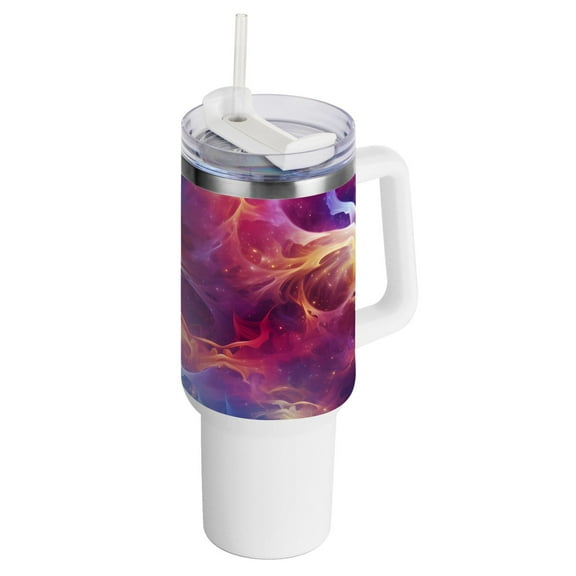Night Sky Print 40 oz Tumbler with Handle and Straw Insulated Travel Mug Reusable Stainless Steel Water Bottle