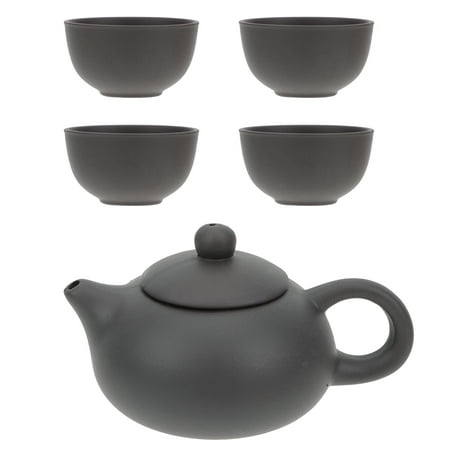 

1 Set of Antique Purple Clay Teapot Kit Handmade Teapot Cups Set for Home (Black)