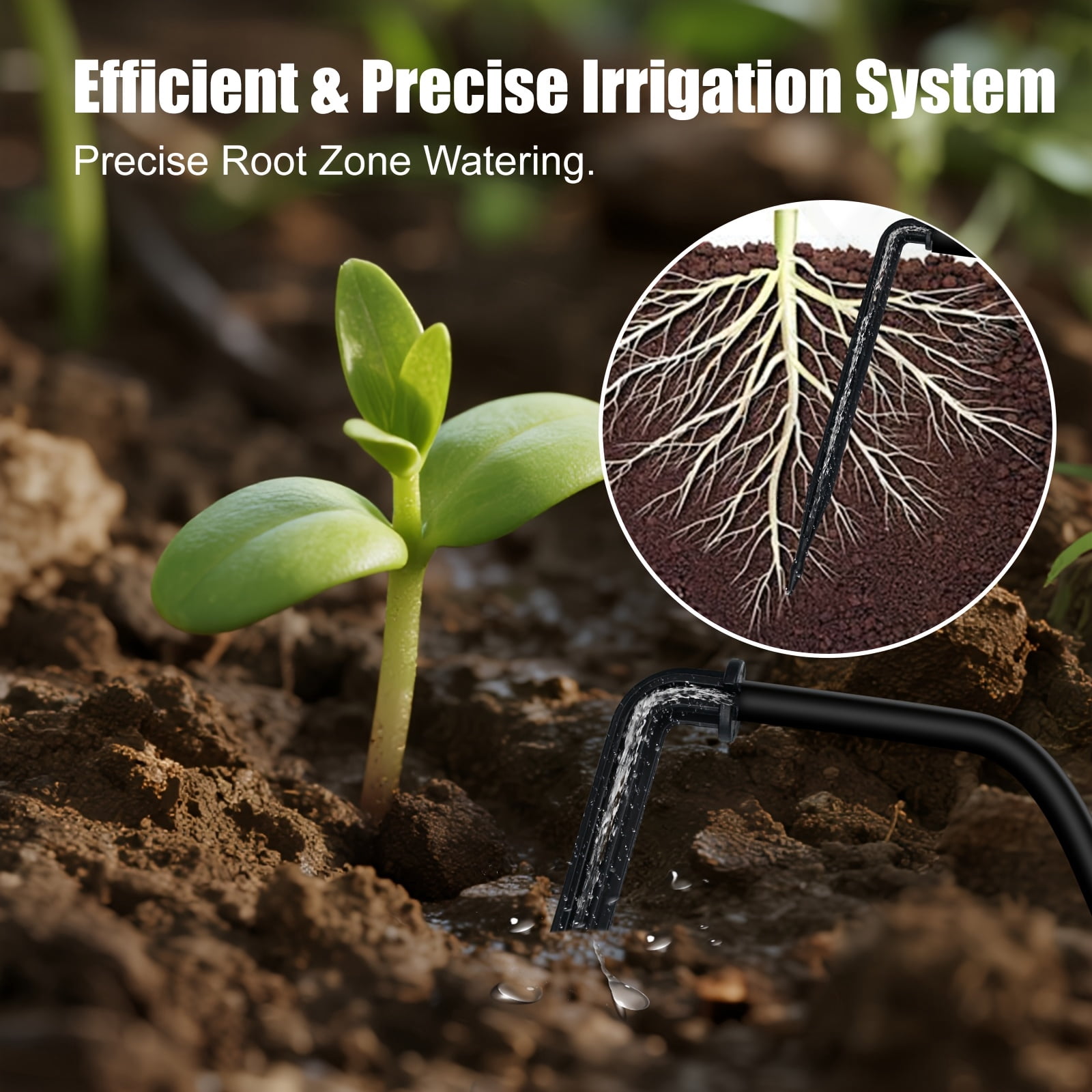 Solar-Powered Automatic Drip Irrigation System, 2200mAh Battery with Type-C Charging, DIY Garden Watering Kit with 10m Tubing, 10 Drippers, for Balcony, Yard, Indoor & Outdoor Plants