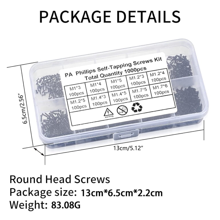 Garosa 1000-Piece Small Screws Assortment Kit – M1 To M1.7 With Tweezers & Case