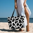 thumbnail image 3 of Wukai Cow Print Black White Print Zipper Bag,large Beach Tote Bag,Waterproof Sandproof Bag,Grocery and Picnic Tote Travel Bag, 3 of 5