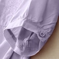 thumbnail image 6 of Mrat Short Sleeve Blouse Women's Solid Cotton and Linen V-Neck Short Sleeved Tops/Shirt Short Sleeve Sweatshirt S-69 Purple M, 6 of 6