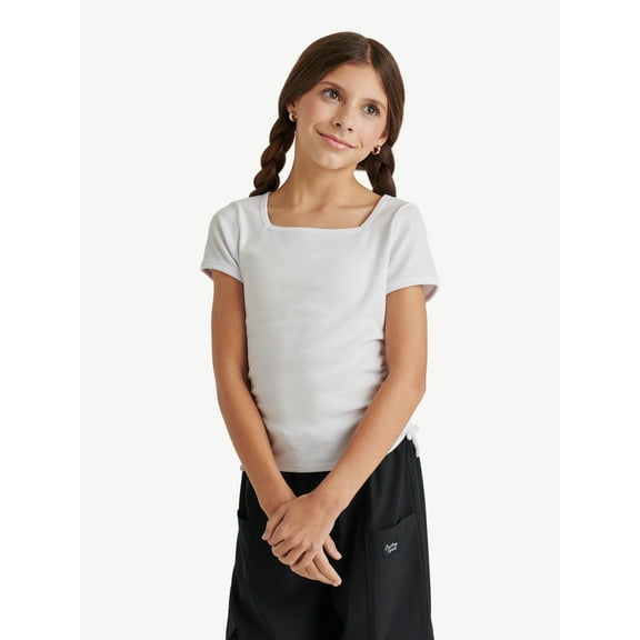 Justice Girls Square Neck Short Sleeve Top, Sizes XS - XLP