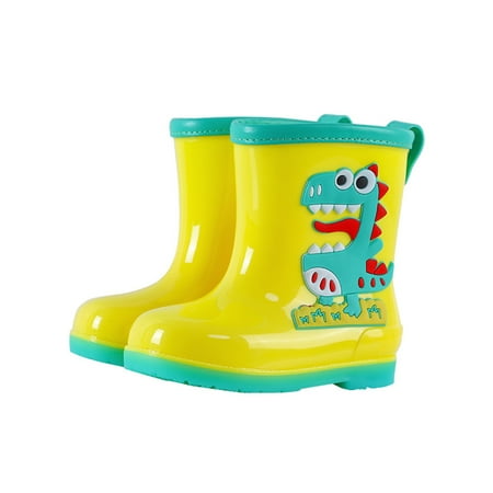 

Ymiytan Boys Girls Rubber Boots Cartoon Waterproof Booties Wide Calf Rain Boot School Rainboot Breathable Removable Lining Garden Shoes Yellow Green 3Y