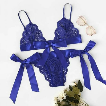 

Women Sexy Hollow Out Lace Bra and Panty Set Bralette Lingerie 2 Piece Babydoll Bodysuit