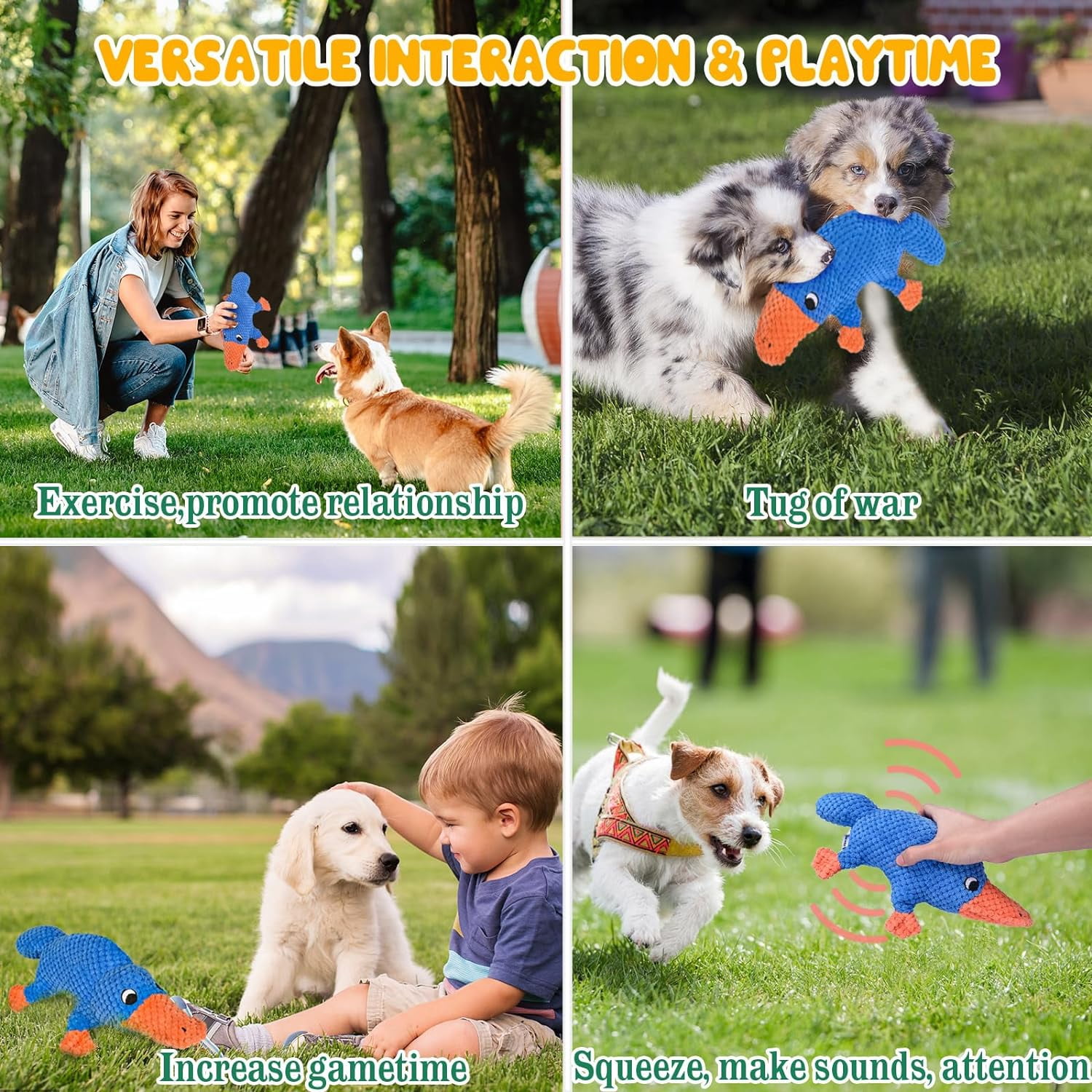 Aerqvix Durable Dog Toys for Small Large Dogs, Dog Chew Toy for Not Aggressive Chewers, Tough Squeaky Interactive Dogs Toys for Puppies Plush Puppy Toys Goose Pet Toy Puppy Chew Toys for Teething