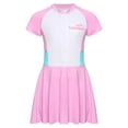 thumbnail image 2 of TiaoBug Maillot de Bain à Manches Courtes pour Filles Fermeture Éclair avant Rembourré Tenue de Plage Robe de Bain UPF50+ Protection Éruption Cutanée Blanc&Rose 130/M, 2 of 6