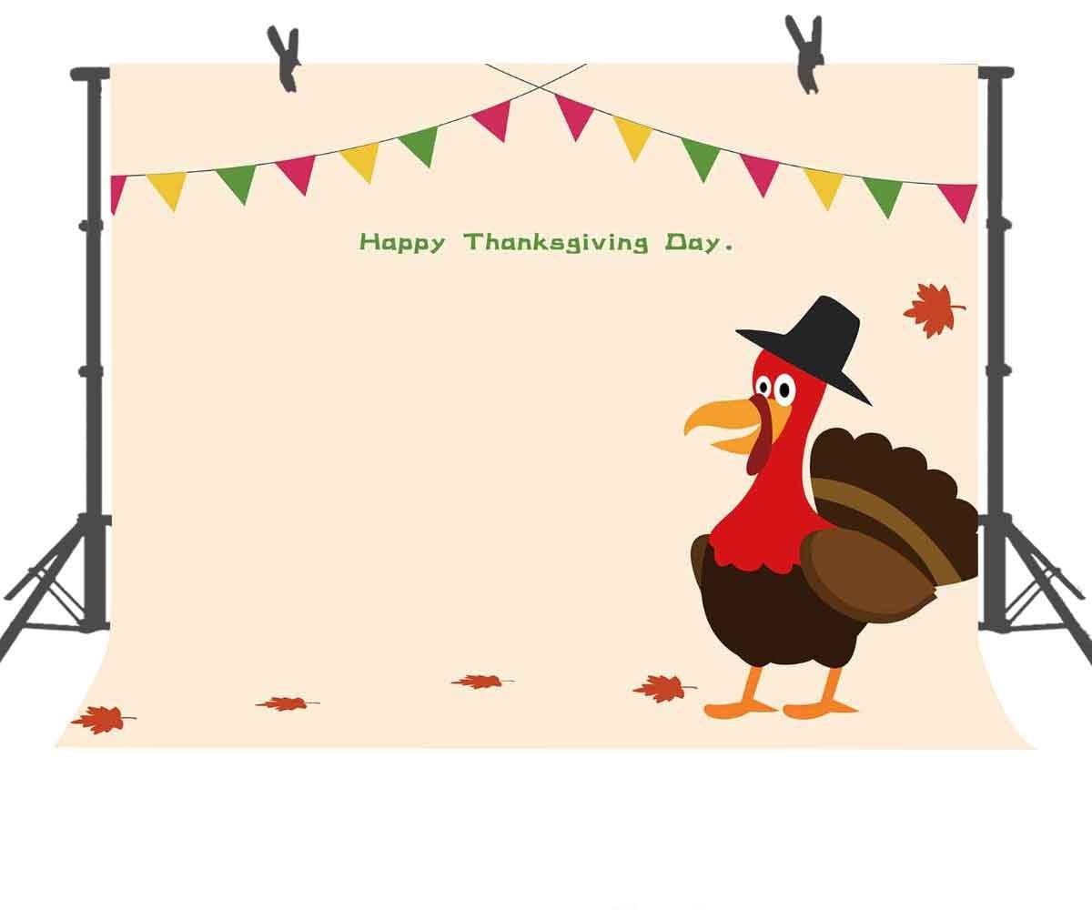 MOHome Polyster 7x5ft Happy Thanksgiving Backdrop Photography Props Turkey Photo Background
