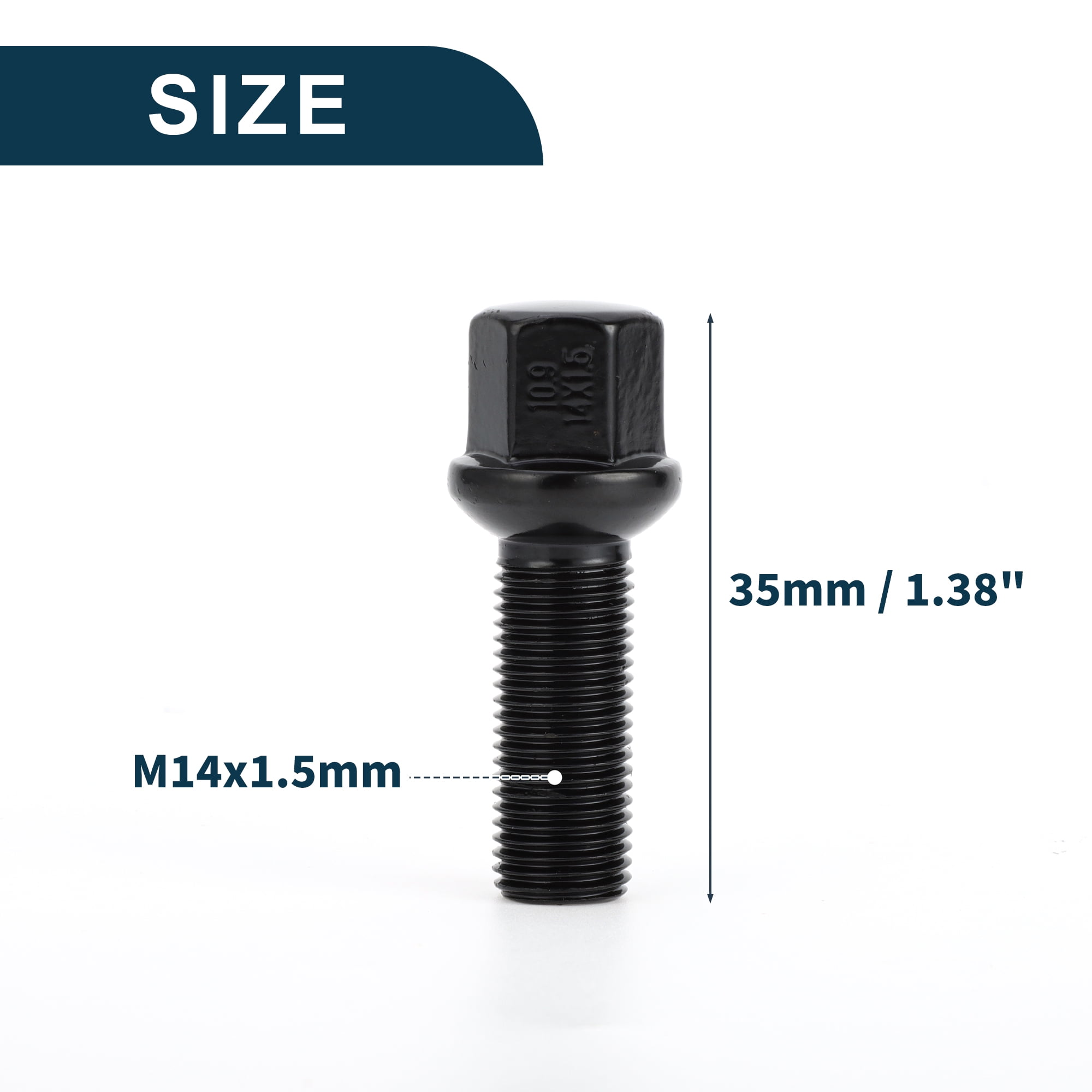 Unique Bargains M14x1.5mm Ball Seat Wheel Lug Bolt for Volkswagen 17mm Hex 35mm Shank