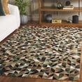 thumbnail image 2 of SAFAVIEH Studio Leather Hilda Geometric Area Rug, Green/Light Brown, 4' x 6', 2 of 11