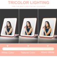 thumbnail image 3 of LED Foldable Travel Makeup Mirror - 5x7 inches 3 Colors Light Modes USB Rechargeable Touch Screen, Portable Tabletop Cosmetic for Travel, Cosmetic, Office (Rose Gold), 3 of 6