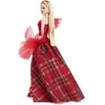 thumbnail image 6 of Barbie Signature 2024 Holiday Barbie Fashion Doll, Seasonal Collector Gift, Blonde with Plaid Gown, 6 of 7