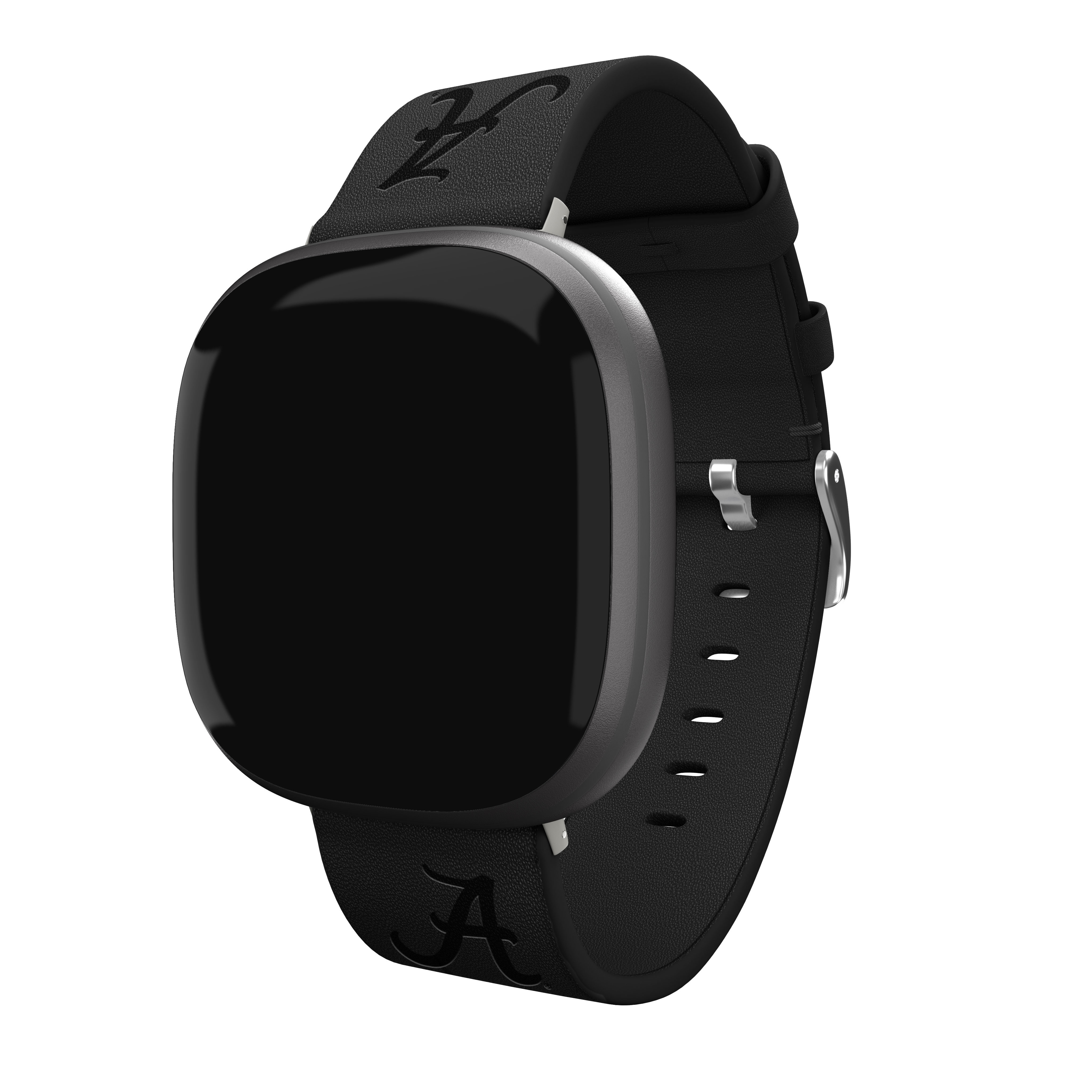 Crimson Tide Premium Leather Unisex Watch Band for FitBit Versa 3 and Sense (Long Black) by Affinity Bands