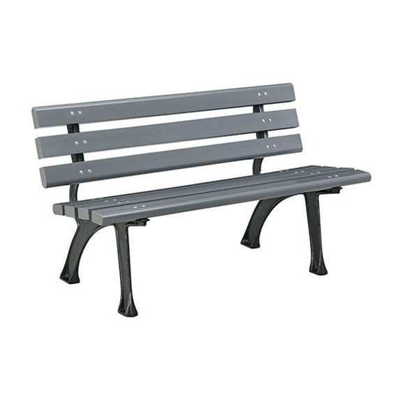 Global Industrial 48"L Plastic Park Bench With Backrest, Gray