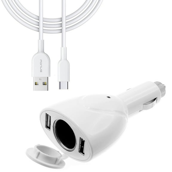 For Google Pixel Fold - 2-Port USB Charger, 6ft Type-C Cable Power Cord DC Socket Splitter USB-C Wire K1G Compatible With Google Pixel Fold Phone