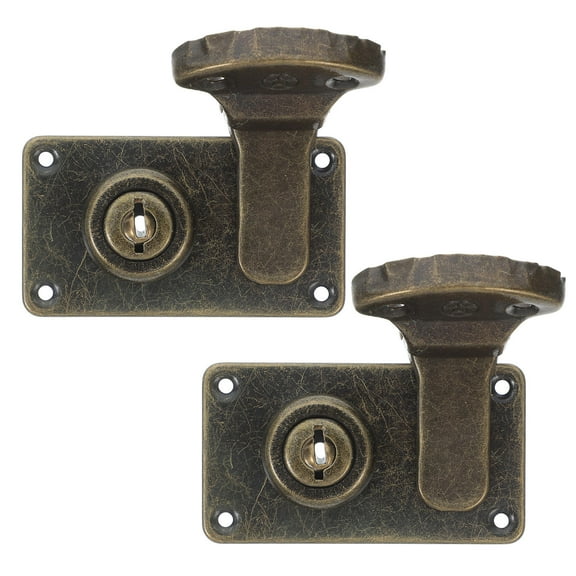 QIFULL 2Pcs Coffee Vintage Style Small Box Lock Decorative Brass Hasp Latch for Home Furniture and Luggage