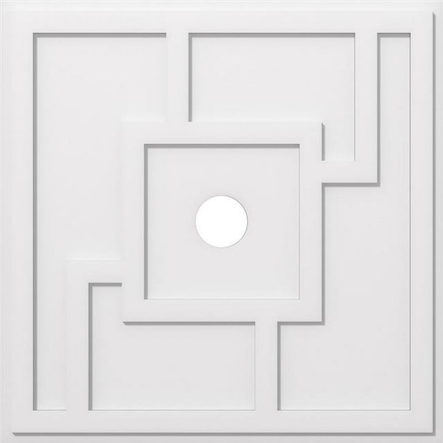 Ekena Millwork CMP34KX-04000 34 in. OD x 4 in. ID Square Knox Architectural Grade PVC Contemporary Ceiling Medallion