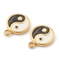 thumbnail image 3 of 10pc Fashion Silver Enamel Charms Flat Round with Tai Ji Golden 13x10x2mm Hole: 1.8mm, 3 of 4