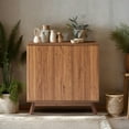 thumbnail image 3 of PHOYAL Fluted Sideboard and Buffets, Walnut Buffet Cabinet with 2 Doors and Adjustable Shelves, Accent Cabinet for Living Room Kitchen Entryway, 3 of 10