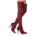 thumbnail image 2 of New Women MACKIN J 142-8 Velvet and Elastane Thigh High Pointy Toe Stiletto Boot, 2 of 3